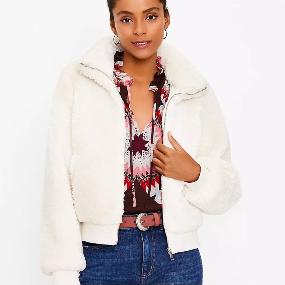 Loft Sherpa Bomber Coat- worn once!